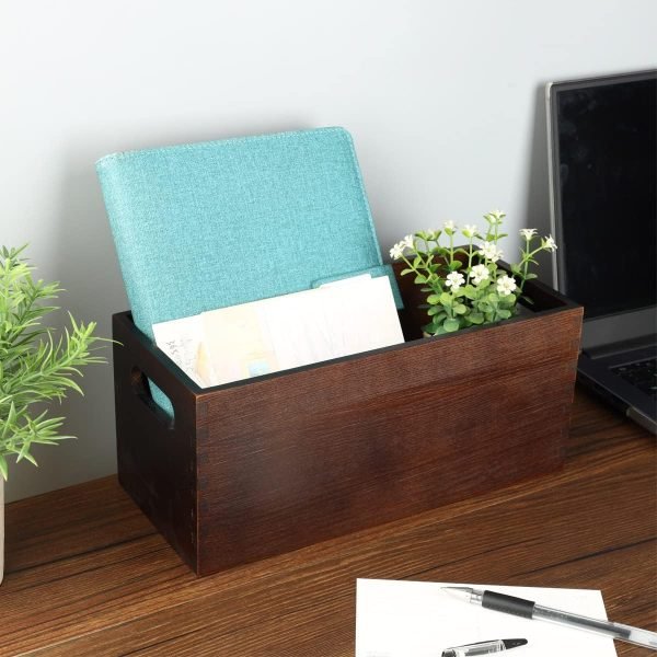 Goodsright Decor Wood Open Storage Boxes Mail Organizer Bins Letter Holder Box Rustic Wooden Boxes for Storage Nesting Storage Box Set 2
