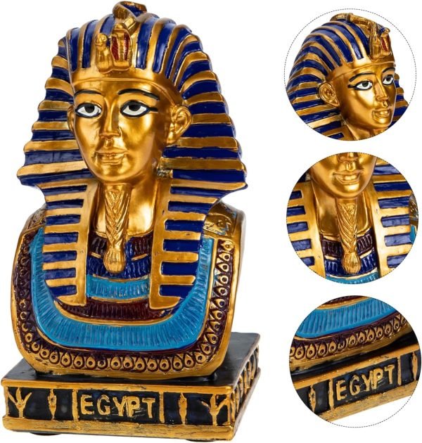 Goodsright Decor 4pcs Pharaoh Decorative Ornaments Tutankhamun Figures King Figurine Statue of Khafre Egyptian Pharaoh King Khafre Statue Ornament Crafts 80s Party Decorations Bust Resin Avatar