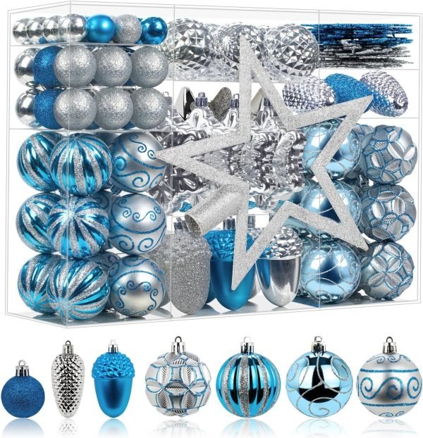 Goodsright Decor 110 Pcs Black and Gold Christmas Ball Ornaments Set, Ornaments for Xmas Tree Decoration Bulk, Shatterproof Decorative Hanging Baubles for Party Holiday Wreath Garland Home D??cor