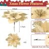 Goodsright Decor 24Pcs Christmas Glitter Poinsettia Flowers, Artificial Christmas Flower with Clips Glitter Christmas Tree Ornaments for Wedding Party Holiday Wreath Table Decoration