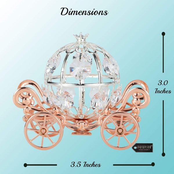 Goodsright Decor Rose Gold & Silver Plated Cinderella Pumpkin Coach Ornament with Crystals Home Halloween Decor Holiday Tabletop Decoration Showpiece Gift for Christmas Thanksgiving Birthday for Mom