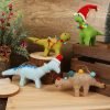 Goodsright Decor Christmas Felt Dinosaurs Ornaments Set of 4, Xmas Wool Dinosaur Hanging Decor, Felt Animal Crafts Woodland Cute Christmas Tree Wreath Decor for Home Dinosaur Themed Birthday Party Supplies