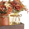 Goodsright Decor Jar Lights Centerpiece Table Decorations for Dining Room Farmhouse Coffee Table Decor Tray with 3 Jars Flowers Christmas Centerpieces Decor for Kitchen Living Dining Room, Orange