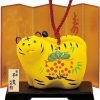 Goodsright Decor Cute Yellow Tiger of  Japanese Zodiac Pottery Room Ornament. for Happy New Year! Bell Design