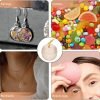 Goodsright Decor Glass Jewelry Jar Apple Shaped Box Clear Candy Containers Small Trinket Box Crystal Cosmetic Holder Powder Puff Container Box for Rings Earrings Necklace Candy Dish