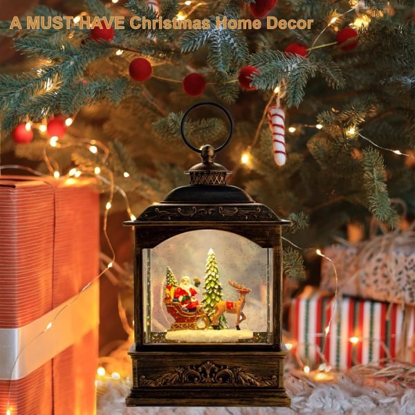 Goodsright Decor Musical Christmas Snow Globes Lantern, Lighted Santa Water Lantern with Timer & Swirling Snow Effect | USB Powered & Battery Operated Glitter Globe for Holiday Decoration Indoor Home Decor Gift