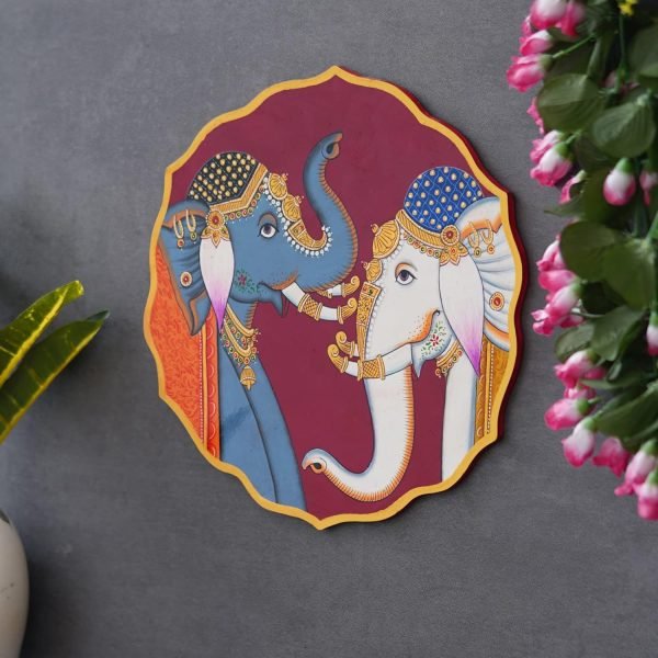 Goodsright Decor Craft Handpainted Pichwai Cow Painting On Wooden Plate For Home Decor, Handmade Gifts, Indian Art, Ethnic Wall Decor (12 X 12 INCH) BY Crafted Creations.