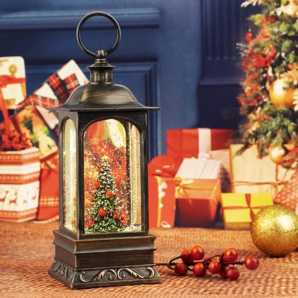 Goodsright Decor Christmas Snow Globes, Cardinal Christmas Tree Water Lantern, USB Powered & Battery, Holiday Decorations Gifts for Family, Children or Friends