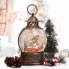 Goodsright Decor Snow Globe Lighted Christmas Decorations, Musical Christmas Snow Globe Lantern with Swirling Glitter, Santa and Elk, Christmas Holiday Party Gifts and Decorations