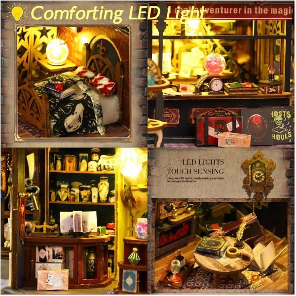 Goodsright Decor DIY Miniature Dollhouse Kit, Tiny House Kit with Dust Proof Cover and Music Box, DIY Wooden Dollhouse Kit Miniature House Kit, Creative Room Idea for Adult Magic House DIY Kits