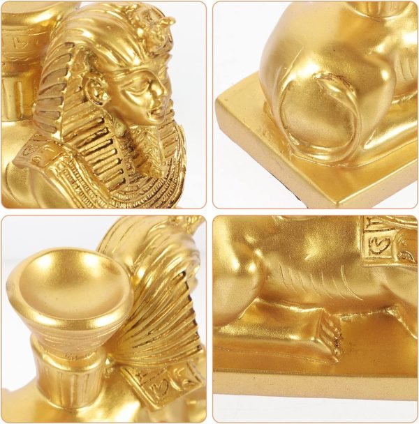 Goodsright Decor 4pcs Egyptian Pharaoh Ornaments Sphinx Head Statue Sphinx Egypt Statue Sphinx Aquarium Decorations Resin Crafts Home Statue Tutankhamun Office Environmental Resin Desktop
