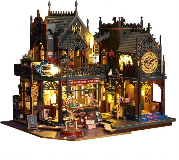 Goodsright Decor DIY Miniature Dollhouse Kit, Tiny House Kit with Dust Proof Cover and Music Box, DIY Wooden Dollhouse Kit Miniature House Kit, Creative Room Idea for Adult Magic House DIY Kits