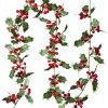 Goodsright Decor 6FT Red Berry Christmas Garland, Flexible Artificial Berry Garland for Indoor Outdoor Home Fireplace Decoration for Winter Christmas Holiday New Year Decor
