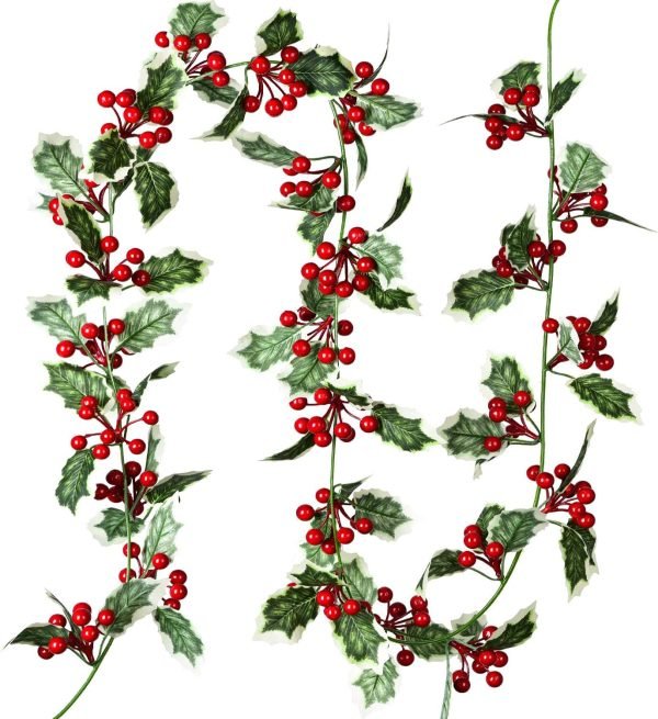 Goodsright Decor 6FT Red Berry Christmas Garland, Flexible Artificial Berry Garland for Indoor Outdoor Home Fireplace Decoration for Winter Christmas Holiday New Year Decor