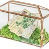 Goodsright Decor 10.2" x 5.9" x 7.9" Small Glass Cards Box with Slot and Lock for Wedding Reception - Birthdays Party Card Holder, Home Geometric Decorative, Clear Gold Terrarium (Glass Box Only)