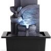 Goodsright Decor Indoor Fountains Tabletop Fountain Indoor Waterfall Fountain Stacked Rocks Water Feature Feng Shui Zen Meditation Relaxation Desktop Fountain with LED Light for Home and Office Decor(Style 8)