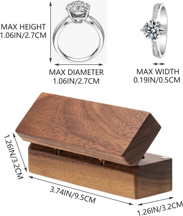 Goodsright Decor Wooden Double Ring Box for Wedding Ceremony Engagement, Ring Storage Holder Decorative Box for 2 Rings