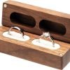 Goodsright Decor Wooden Double Ring Box for Wedding Ceremony Engagement, Ring Storage Holder Decorative Box for 2 Rings