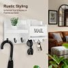 Goodsright Decor Organizer for Wall Mount ?C Key Holder with Shelf Includes Letter Holder and Hooks for Hallway Farmhouse Decor ?C Rustic Wood with Flush Mounting Hardware (16.5?? x 9.1?? x 3.4??) (White)