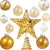 Goodsright Decor 24 Pieces 2.36 Inch Shatterproof Plastic Christmas Ball Ornaments Tree Balls with One Christmas Tree Star for Christmas New Years Present Wedding Home Holiday Party Decoration (Gold)