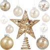 Goodsright Decor 24 Pieces 2.36 Inch Shatterproof Plastic Christmas Ball Ornaments Tree Balls with One Christmas Tree Star for Christmas New Years Present Wedding Home Holiday Party Decoration (Gold)