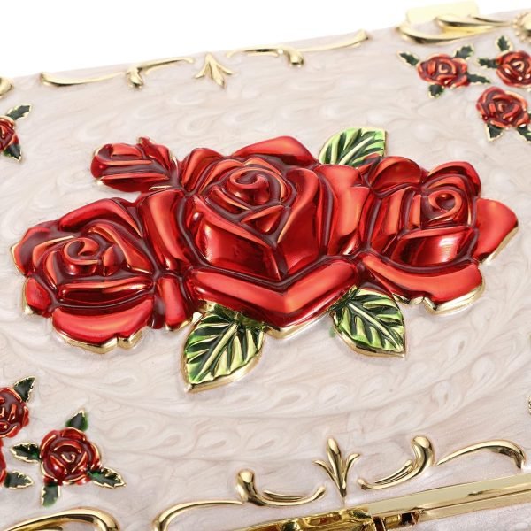 Goodsright Decor Metal Decorative Jewelry Box Vintage Treasure Chest Case Ornate Trinket Organizer Earrings Necklace Bracelet Storage Box Ring Holder Keepsake Box for Women Girls