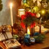 Goodsright Decor 6 Pcs Christmas Decorative Lanterns for Outside with LED Flickering Flameless Candle Red Ribbon Decorative Hanging Lantern Vintage Holiday Lanterns for Indoor Outdoor Table Party Decoration