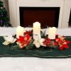 Goodsright Decor Christmas Centerpiece, Christmas Candle Holders, Christmas Tabletop Poinsettia Centerpiece with 3 Flameless Candle, Romantic Holiday Candelabrum for Home Party Christmas Table Mantel Decorations