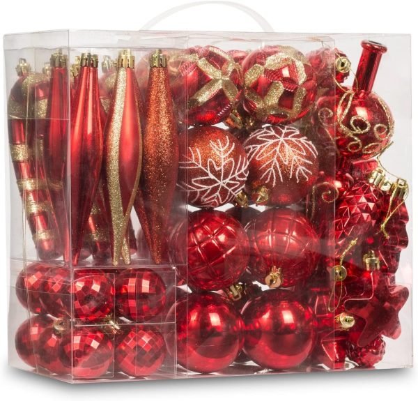 Goodsright Decor 54 Pieces Assorted Christmas Ornaments Tree Decoration Baubles in Gift Box (Champagne, Gift Box)