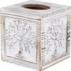 Goodsright Decor Wood Carved Tissue Box Cover Square Tissue Holder Whitewashed Tree of Life Design Rustic Vintage Home Decor for Bathrooom Bedroom Living Room