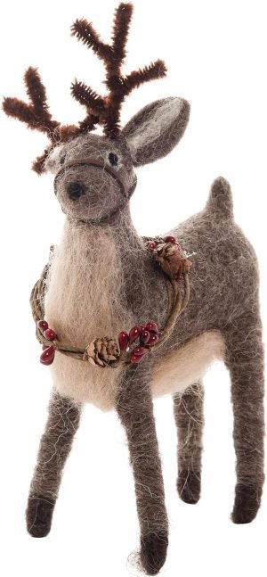 Goodsright Decor Woodland Deer Wool Holiday Christmas Xmas Ornament Brown