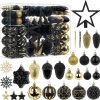 Goodsright Decor 110 Pcs Black and Gold Christmas Ball Ornaments Set, Ornaments for Xmas Tree Decoration Bulk, Shatterproof Decorative Hanging Baubles for Party Holiday Wreath Garland Home D??cor