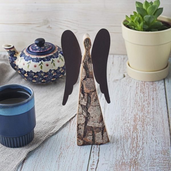 Goodsright Decor Wooden Guardian Angel Figurines for Love, Peace, Inspiration - Remembrance Angel Collectible Statue - Christmas Wood Angel Decor - Rustic Angel Gift in Memory of Loved Ones - Medium