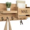 Goodsright Decor Organizer for Wall Mount ?C Key Holder with Shelf Includes Letter Holder and Hooks for Hallway Farmhouse Decor ?C Rustic Wood with Flush Mounting Hardware (16.5?? x 9.1?? x 3.4??) (White)