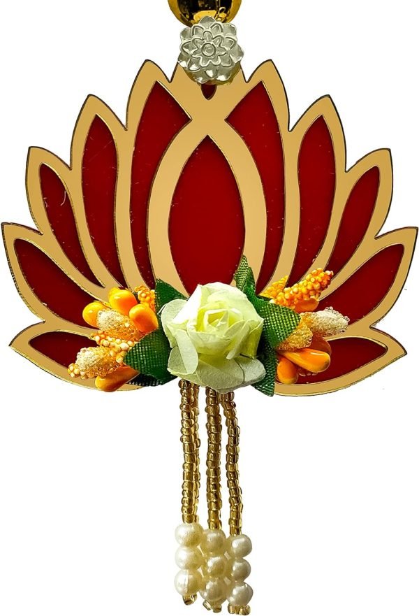 Goodsright Decor 2 Pc 15 Inch Lotus Latkan Decorative Toran/Wall Hanging Dipawali Ganesh Chaturthi Designer Mandir Hanging Valance Pujan Bandhanwar Indian Festival Traditional Fancy Latkan