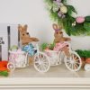 Goodsright Decor Set of 2 Easter Tabletop Decorations Plush Bunny Couple, 10" Easter Rabbits Ride Bike, Cute Animal Figurine for Girls' Gift, Easter Basket Filler Spring Home Kitchen Room Ornament