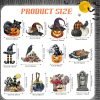 Goodsright Decor 36 Pcs Halloween Wood Ornament for Tree Vintage Halloween Ornaments Wooden Halloween Hanging Decorations Pumpkin Witch Black Cat Wood Cutouts with Ropes for Home Party Decor (Witch Hat)