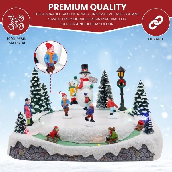 Goodsright Decor Christmas Village Skating Pond Animated Lighted Musical Snow Village Perfect Addition to Your Christmas Indoor Decorations & Holiday Displays