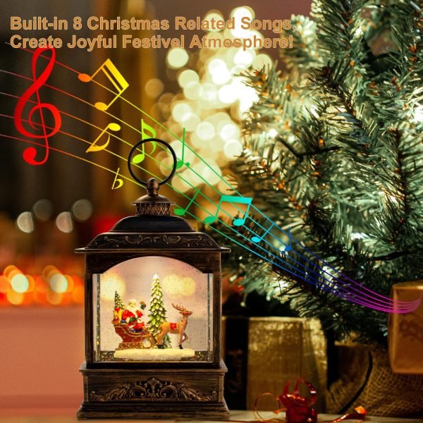Goodsright Decor Musical Christmas Snow Globes Lantern, Lighted Santa Water Lantern with Timer & Swirling Snow Effect | USB Powered & Battery Operated Glitter Globe for Holiday Decoration Indoor Home Decor Gift