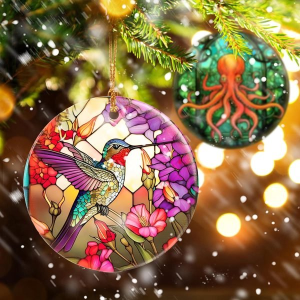 Goodsright Decor Christmas Ornament, Christmas Decoration, Holiday Present Idea, Heirloom Keepsake, Round Ceramic, Gift Exchange, Gift Idea, Hummingbird