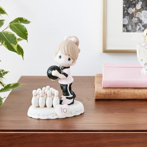 Goodsright Decor Precious Moments Growing in Grace Age 10 | Blonde Girl Bowling Bisque Porcelain Figurine | Birthday Gift | Birthday Collection | Room Decor & Gifts | Hand-Painted