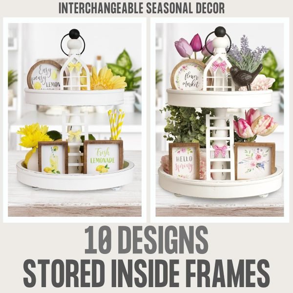 Goodsright Decor The Ultimate Farmhouse Tiered Tray Decor Set - Beautiful Year Round Seasonal & Fall Holiday Decoration Bundle - The Perfect Lemon and Summer Centerpiece Design for Home & Kitchen Decor