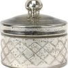Goodsright Decor Antique Mercury Glass Storage Container with Lid, Decorative Jar for Cotton Ball or Cotton Swab Storage, Unique Keepsake or Trinket Box, Elegant Jewelry Box