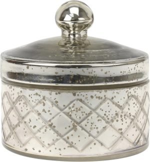 Goodsright Decor Antique Mercury Glass Storage Container with Lid, Decorative Jar for Cotton Ball or Cotton Swab Storage, Unique Keepsake or Trinket Box, Elegant Jewelry Box
