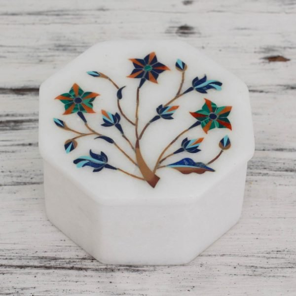 Goodsright Decor Mughal Garland Marble Inlay Jewelry Box