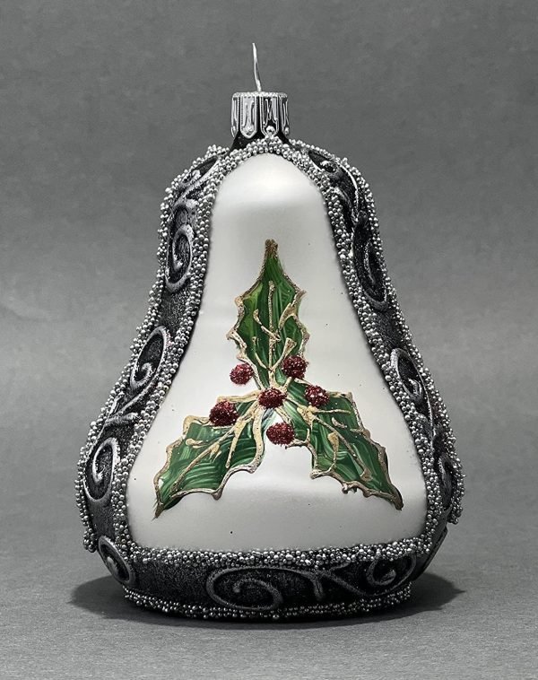Goodsright Decor Christmas Bell Ornament 4-Inch Blown Glass (Gold Embellished)