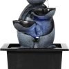 Goodsright Decor Indoor Fountains Tabletop Fountain Indoor Waterfall Fountain Stacked Rocks Water Feature Feng Shui Zen Meditation Relaxation Desktop Fountain with LED Light for Home and Office Decor(Style 8)