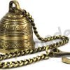 Goodsright Decor Ethnic Indian Handcrafted Brass Temple Bell with Chain | Brass Hanging Bell | Home Decor | Door Decor | Pooja Accessories