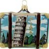 Goodsright Decor Rome Italy Suitcase Pisa Colosseum Travel Glass Christmas Ornament Souvenir Decoration