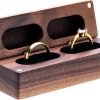 Goodsright Decor Wooden Double Ring Box for Wedding Ceremony Engagement, Ring Storage Holder Decorative Box for 2 Rings